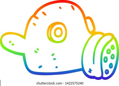 dibujo de línea de gradiente de arco iris de una máscara de gas de dibujos animados