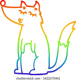 Regenbogengradientenzeichnung eines Cartoon Wolfs
