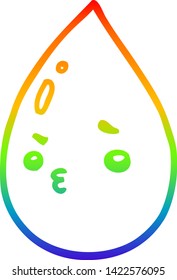 dibujo de la línea de gradiente de arco iris de una caricatura lindo raindrop
