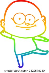 Regenbogen-Farbverlauf-Zeichnung eines Karikaturenkalkammermannes mit Sternen