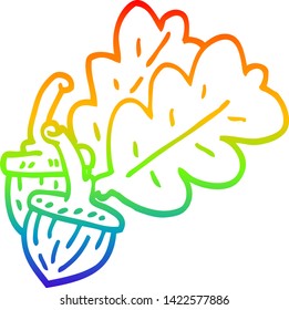 rainbow gradient line drawing of a cartoon acorn
