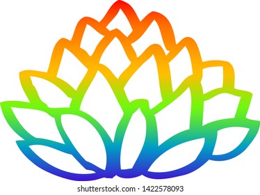 rainbow gradient line drawing of a cartoon pile of leaves