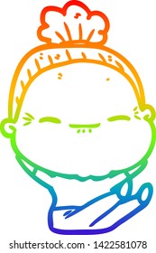 dibujo de una anciana pacífica con gradiente de arco iris