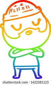 rainbow gradient line drawing of a cartoon man with beard