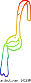 rainbow gradient line drawing of a cartoon ladle of food