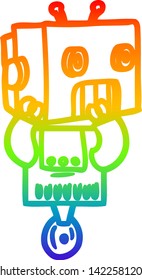 rainbow gradient line drawing of a cartoon robot