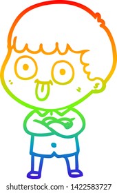 rainbow gradient line drawing of a cartoon man staring