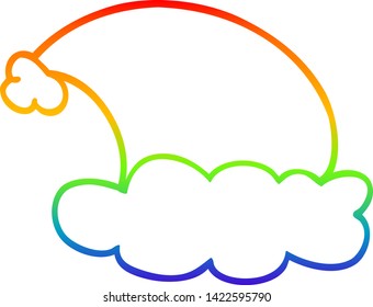 dibujo de la línea de gradiente del arcoiris de un sombrero de navidad de caricatura