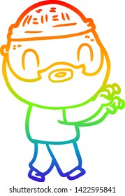 desenho de linha de gradiente do arco-íris de um homem barbudo de desenho animado