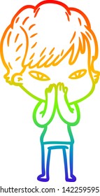 Regenbogen-Farbverlauf-Zeichnung einer Cartoon-glücklichen Frau