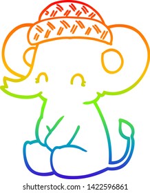 rainbow gradient line drawing of a cartoon cute elephant