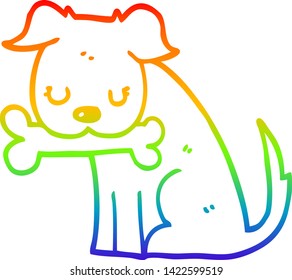 dibujo de línea de gradiente de arco iris de un perro caricaturista