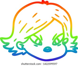 dibujo de una cara femenina de dibujos animados con gradiente de arco iris