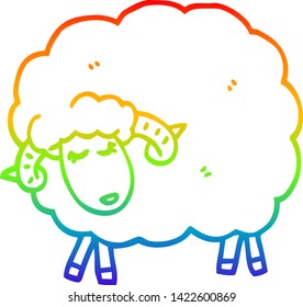 rainbow gradient line drawing of a cartoon black sheep