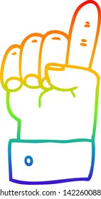 Regenbogengradientenzeichnung eines Cartoons mit Zeigerhand