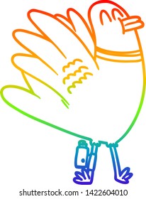 rainbow gradient line drawing of a cartoon pigeon