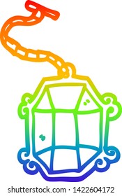 dibujo de línea de gradiente de arcoiris de un pendant de rubí de dibujos animados