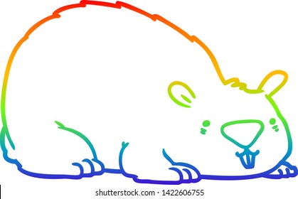 rainbow gradient line drawing of a cartoon wombat