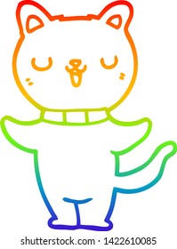 rainbow gradient line drawing of a cartoon cat
