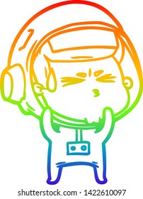dibujo de una línea de gradiente de arco iris de un astronauta estresado