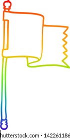 rainbow gradient line drawing of a cartoon waving flag