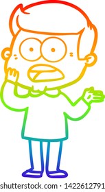 rainbow gradient line drawing of a cartoon shocked man