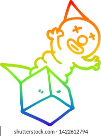 rainbow gradient line drawing of a cartoon jack in the box