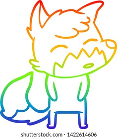 rainbow gradient line drawing of a cartoon fox