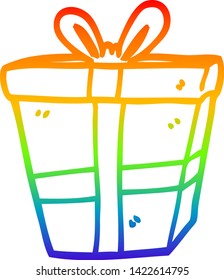 Regenbogen-Farbverlauf-Zeichnung eines Cartoons verpackt Geschenk