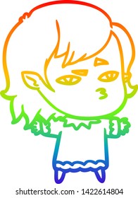 dibujo de la línea de gradiente del arco iris de una niña vampiro de dibujos animados