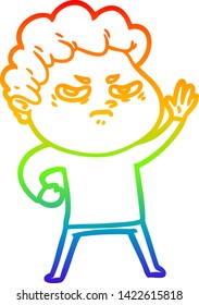 dibujo de una línea de gradiente de arco iris de un hombre enojado