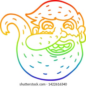 rainbow gradient line drawing of a cartoon man with ginger beard