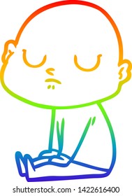 rainbow gradient line drawing of a cartoon bald man