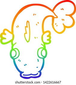 dibujo de línea de gradiente de arco iris de un pez caricatura
