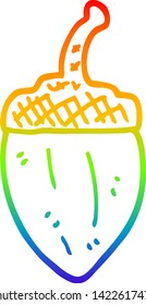 rainbow gradient line drawing of a cartoon acorn