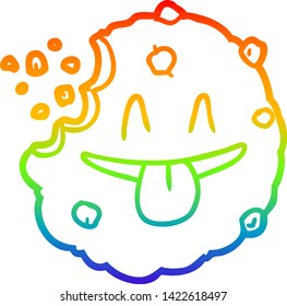 dibujo de línea de gradiente de arco iris de una cookie de dibujos animados