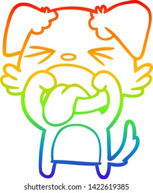 rainbow gradient line drawing of a cartoon disgusted dog