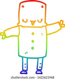 dibujo de línea de gradiente de arco iris de un robot de dibujos animados
