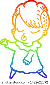 dibujo de una linea de gradiente de arco iris de una linda chica hipster