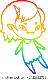 rainbow gradient line drawing of a cartoon friendly vampire girl
