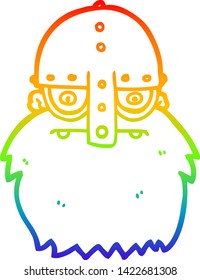 Regenbogen-Farbverlauf-Zeichnung einer Cartoon-Viking-Gesicht