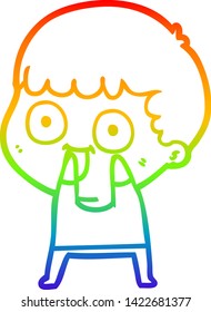 rainbow gradient line drawing of a cartoon man staring
