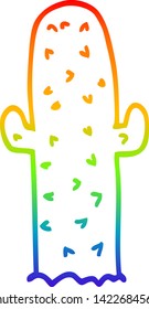 rainbow gradient line drawing of a cartoon cactus