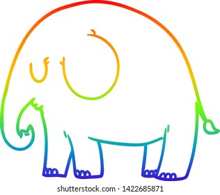 rainbow gradient line drawing of a cartoon elephant