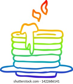 dibujo de una pila de crepes con degradados de arco iris