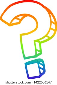 dibujo de línea de gradiente de arco iris de un signo de interrogación de dibujos animados