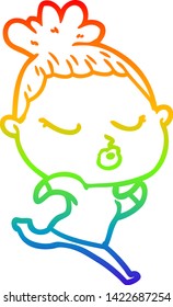 Regenbogen-Farbverlauf-Zeichnung einer Cartoon ruhigen Frau