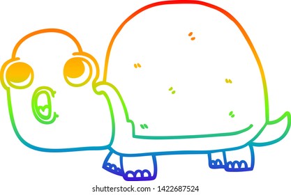 rainbow gradient line drawing of a cartoon shocked turtle