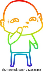 dibujo de una línea de gradiente de arco iris de un hombre nervioso
