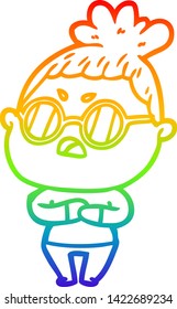 dibujo de una mujer fastidiada con un degradado de arco iris